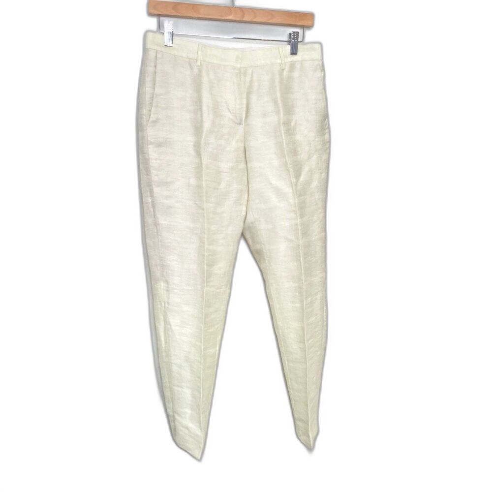 Paul Smith Women’s Trousers Size 42 US M Made In Italy 100% Linen Pastel Green